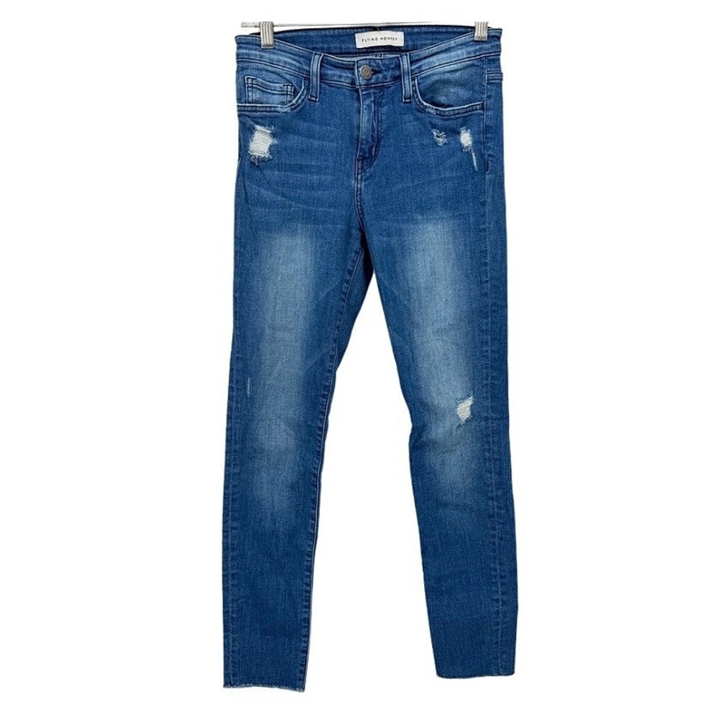 Flying Monkey Skinny Jeans Distressed Raw Hem Denim Pants Blue Size 26